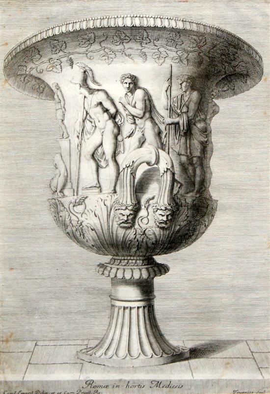 Charles Errard (1606-1689) after Tournier Studies of classical urns, 12.5 x 8.75in.